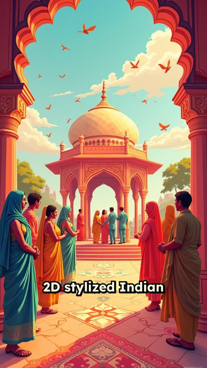 Cinematic Indian Wedding Illustration