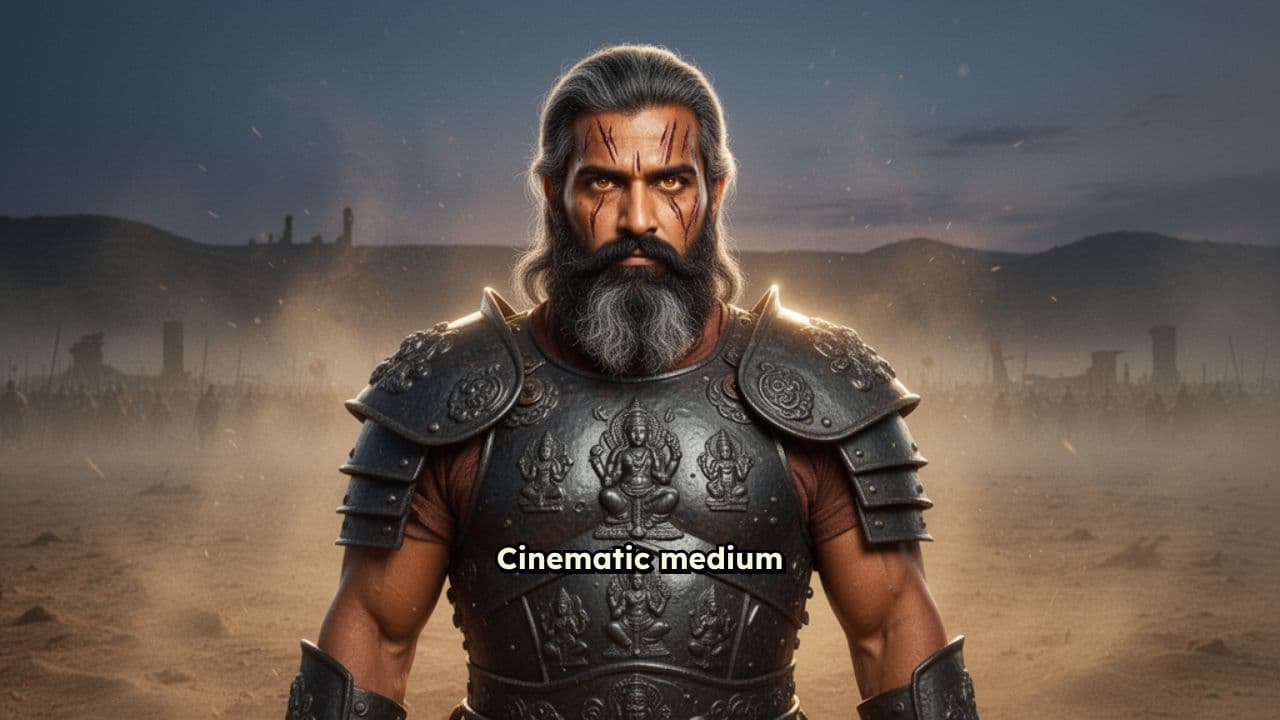 Crimson-Armored Warlord on Battlefield