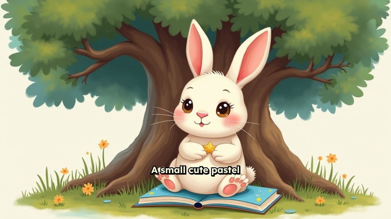 Pastel Bunny Under the Tree