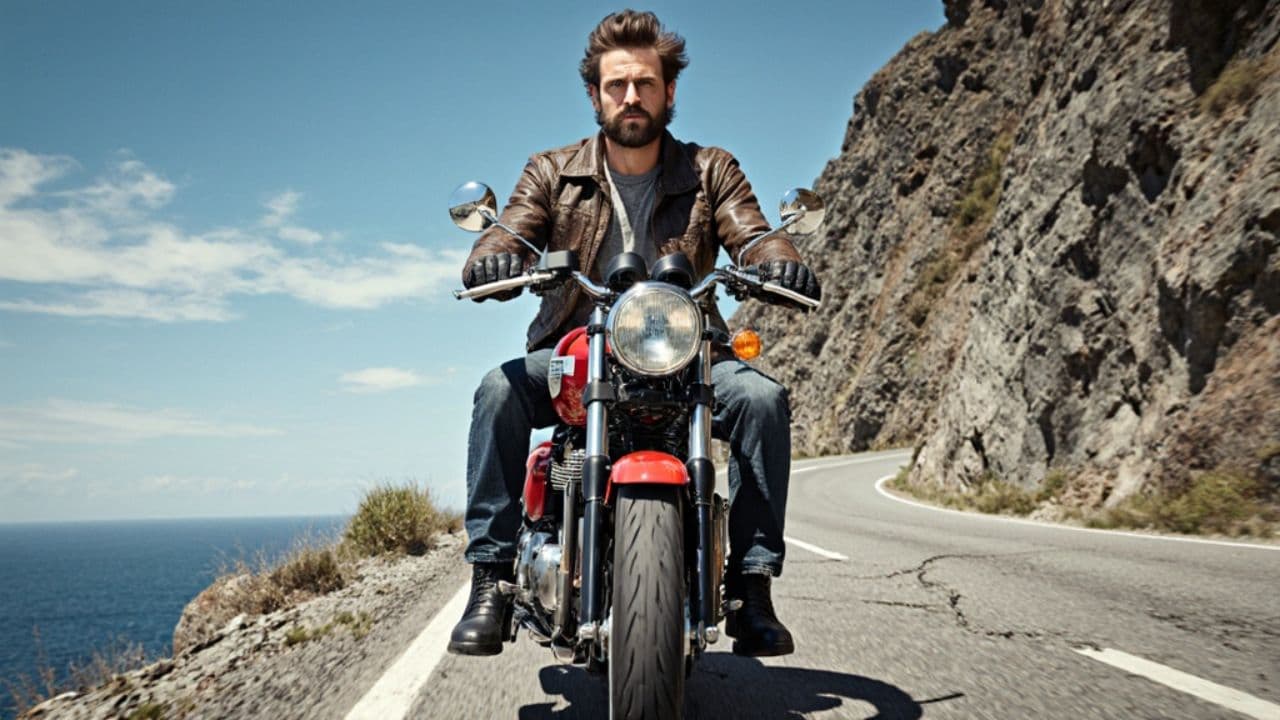 Cliffside Ride on a Red Triumph