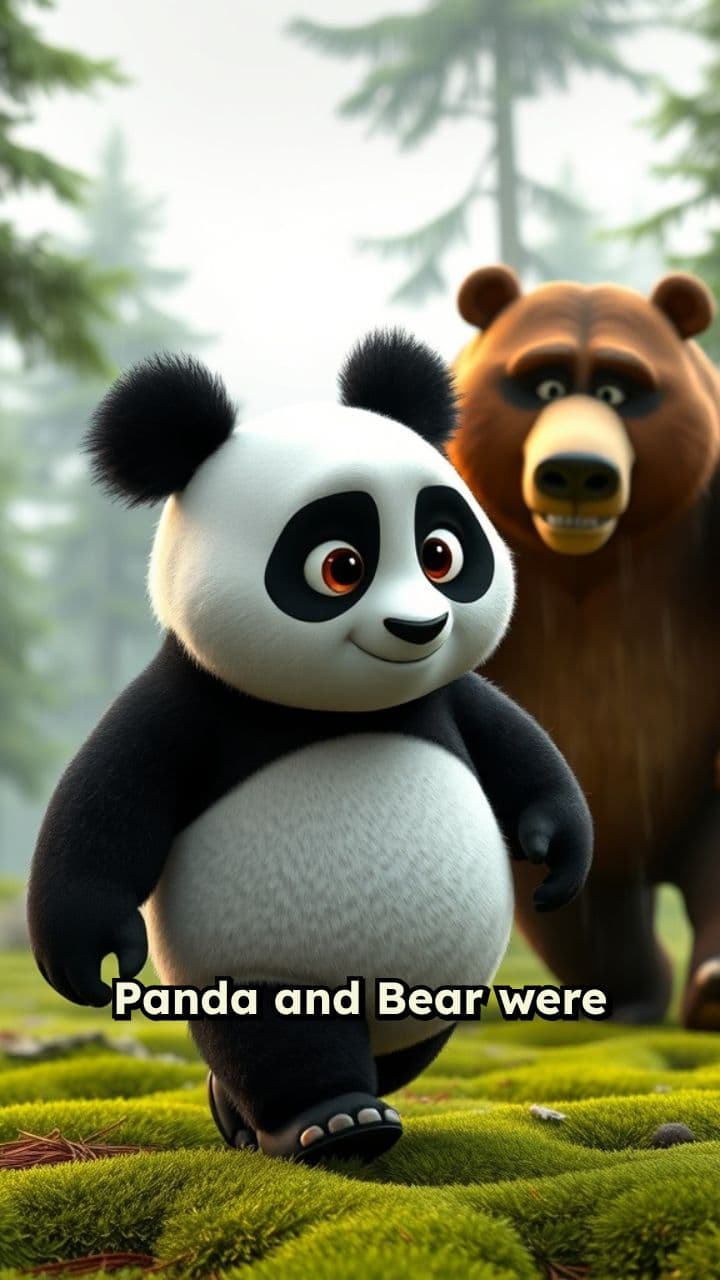 Panda and Bear in the Rain