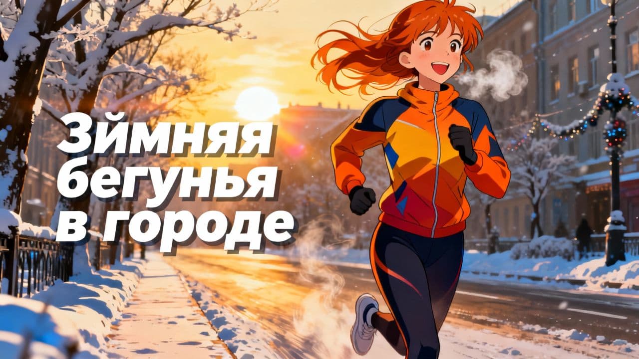 Зимняя бегунья в городе