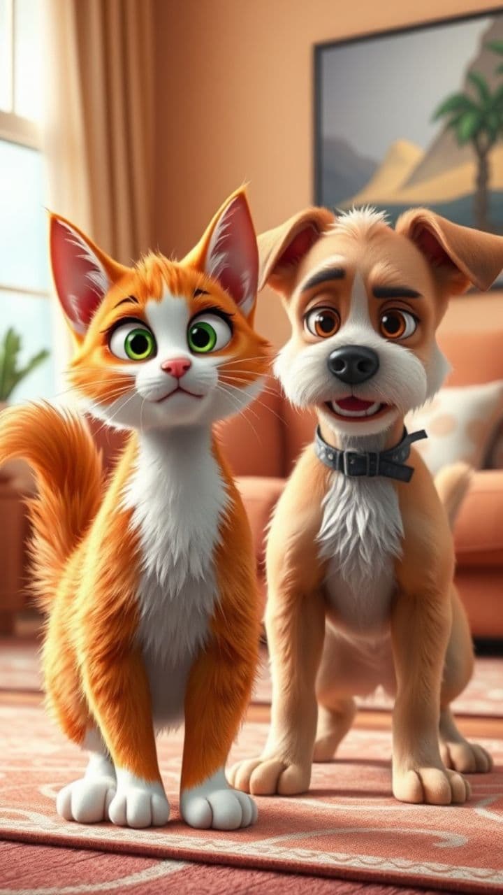Rivalité Comique entre Chat et Chien