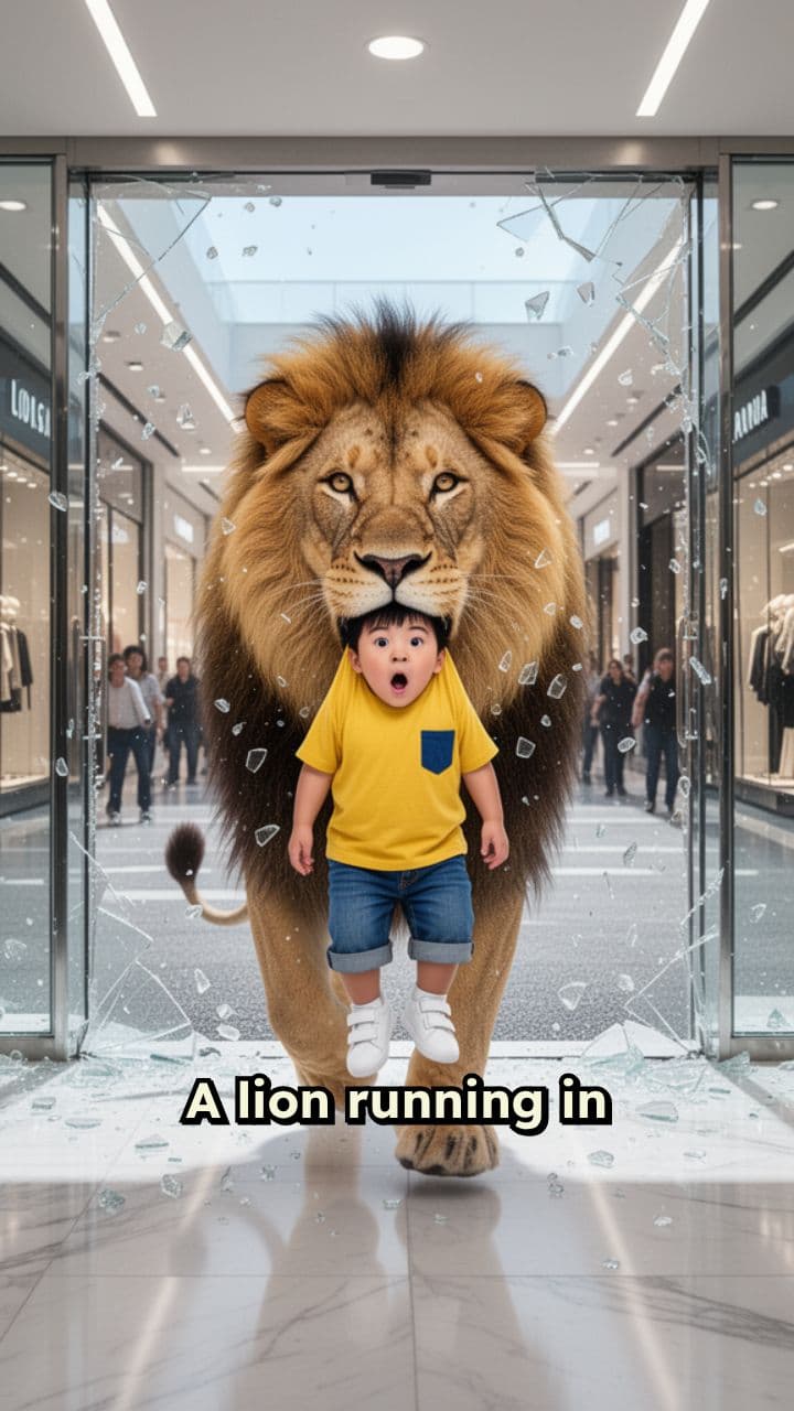 Lion Snatches Child, Runs Into Mall