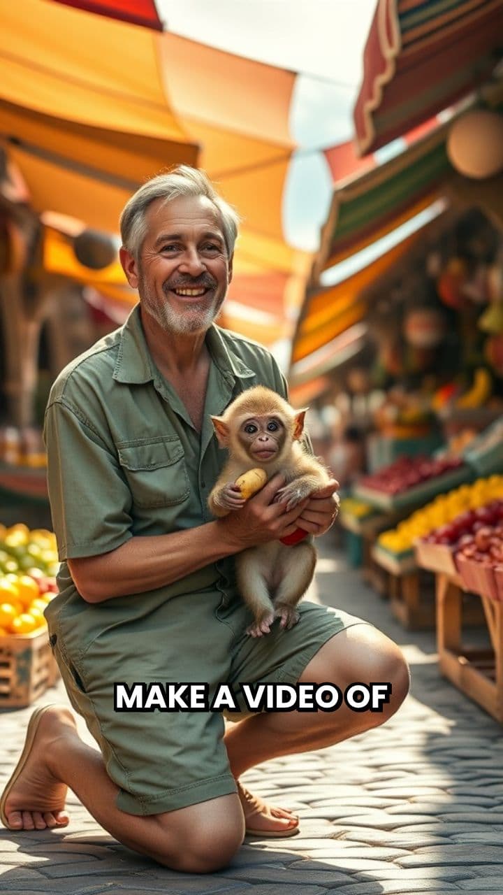 Market Fun: Man and Monkey Adventures