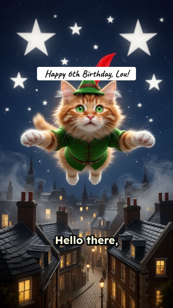 Peter Pan Cat's Birthday Wish for Lou