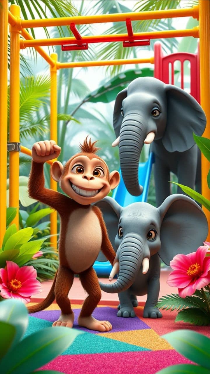 बंदर और हाथी की जिम मस्ती