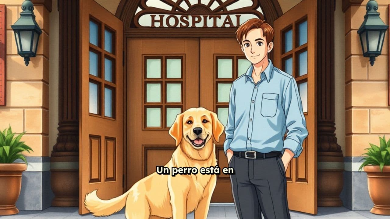 Un perro y su dueño en el hospital