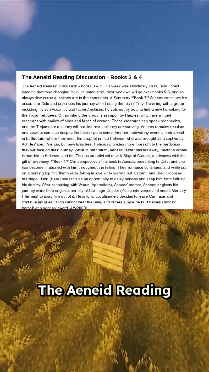 Aeneid Discussion: Books 3 and 4 Summary