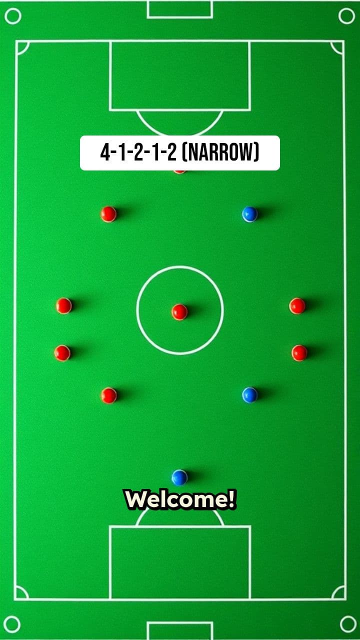 Soccer Tactic Board: 4-1-2-1-2 Narrow Formation