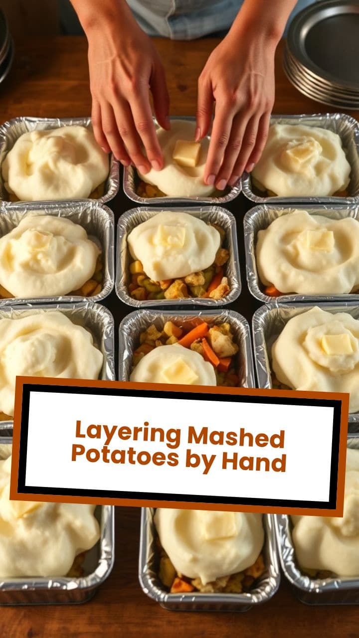Layering Mashed Potatoes by Hand