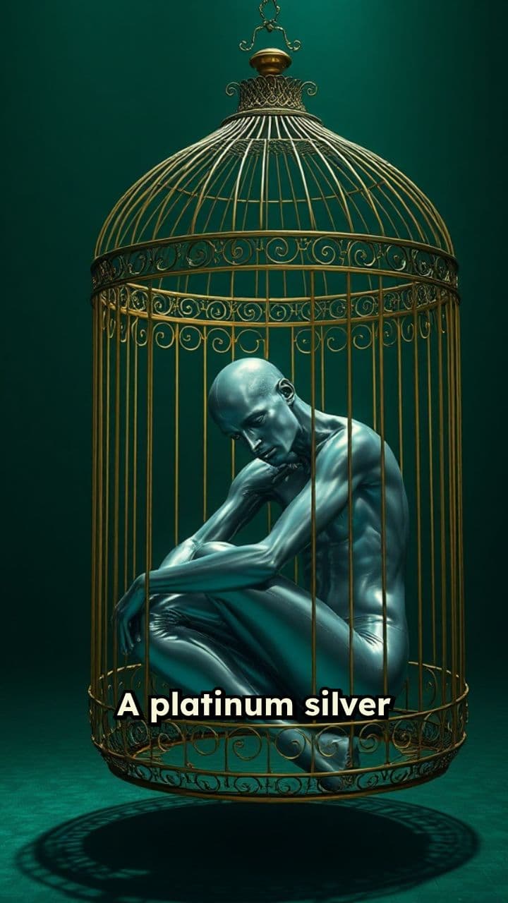 Trapped Silver Figure in Golden Cage
