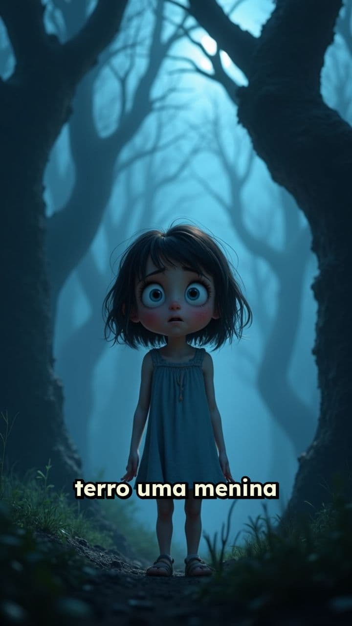 Menina Assustada na Floresta