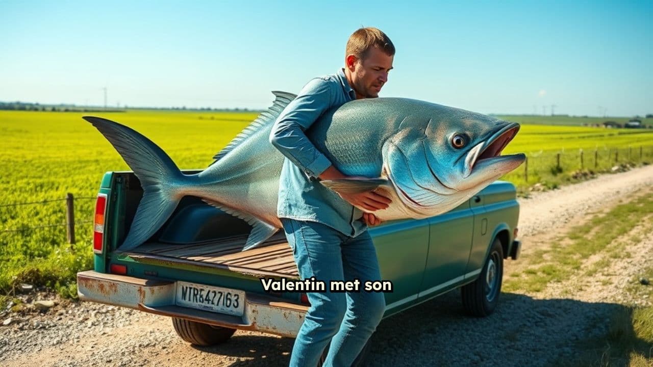 Valentin et son poisson géant