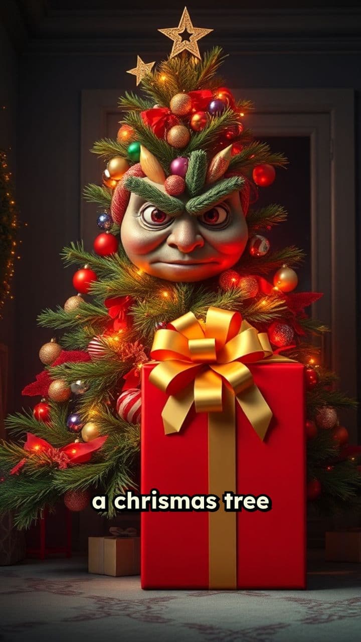 Unsmiling Christmas Tree and Present