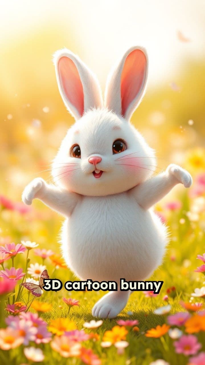 Dancing Bunny in a Colorful Meadow