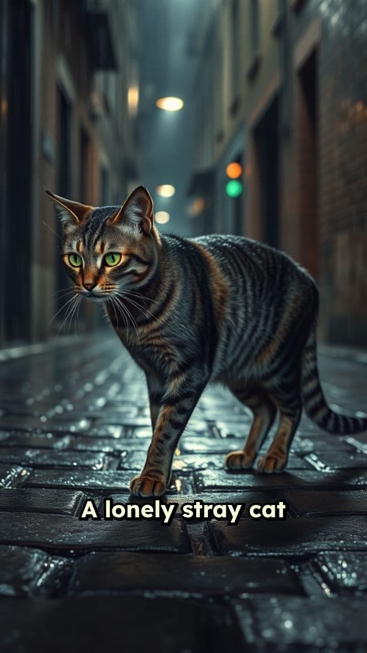 Lonely Cat in the Rain