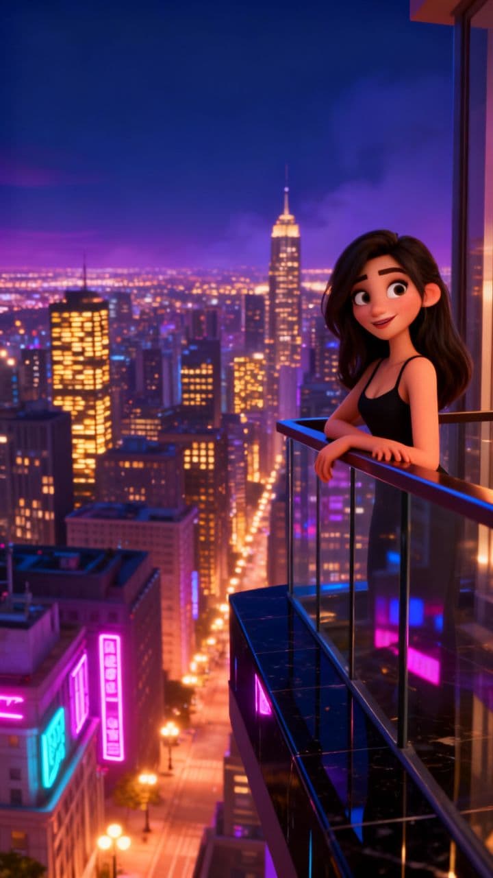 Neon City Skyline at Night