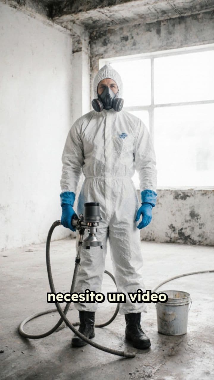 Hombre pintando habitación con equipo airless