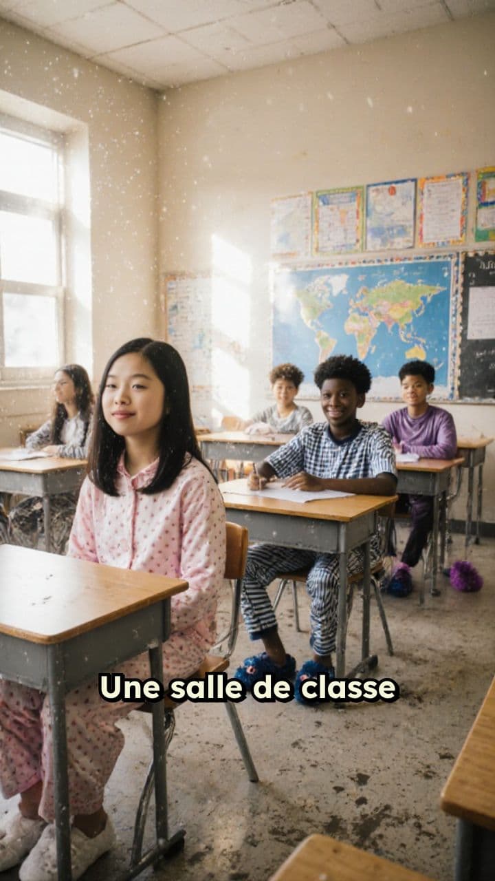 Classe en pyjama et chaussons