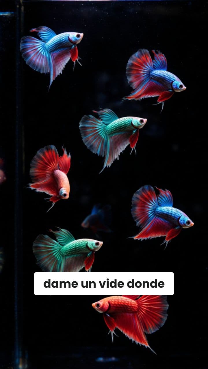 Bettas nadando en fondo negro