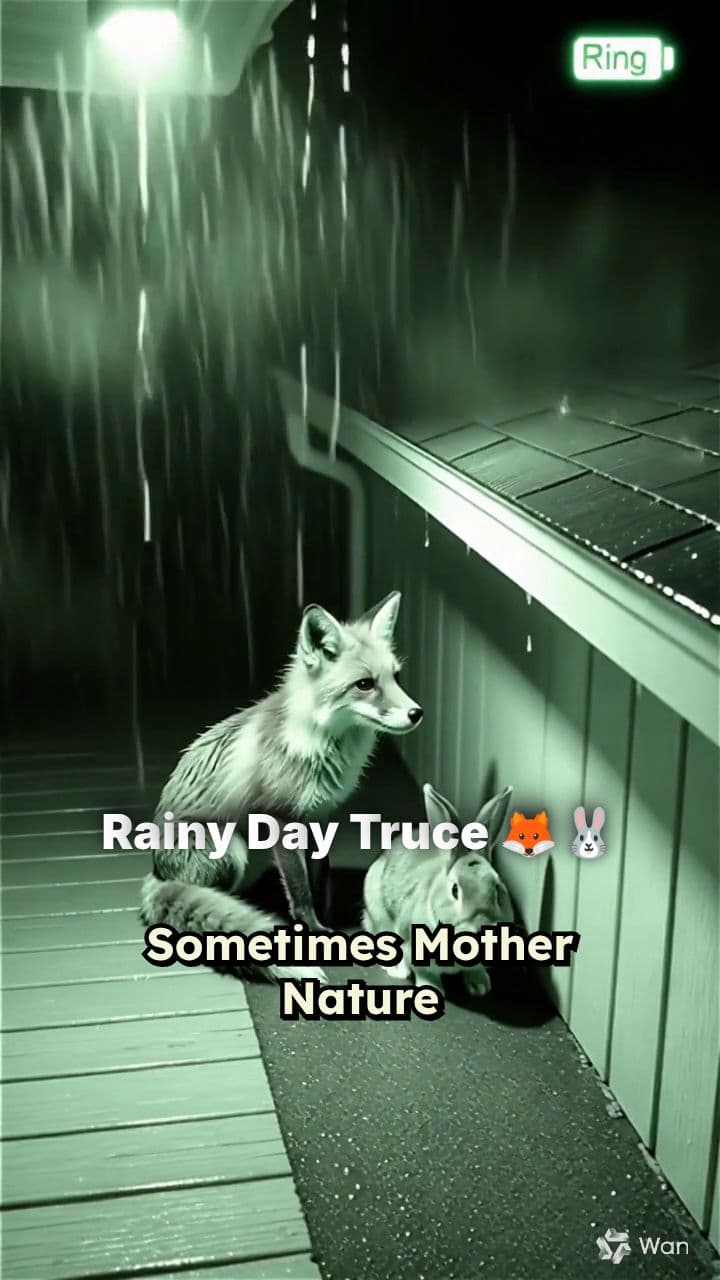 Fox and Rabbit Share Shelter