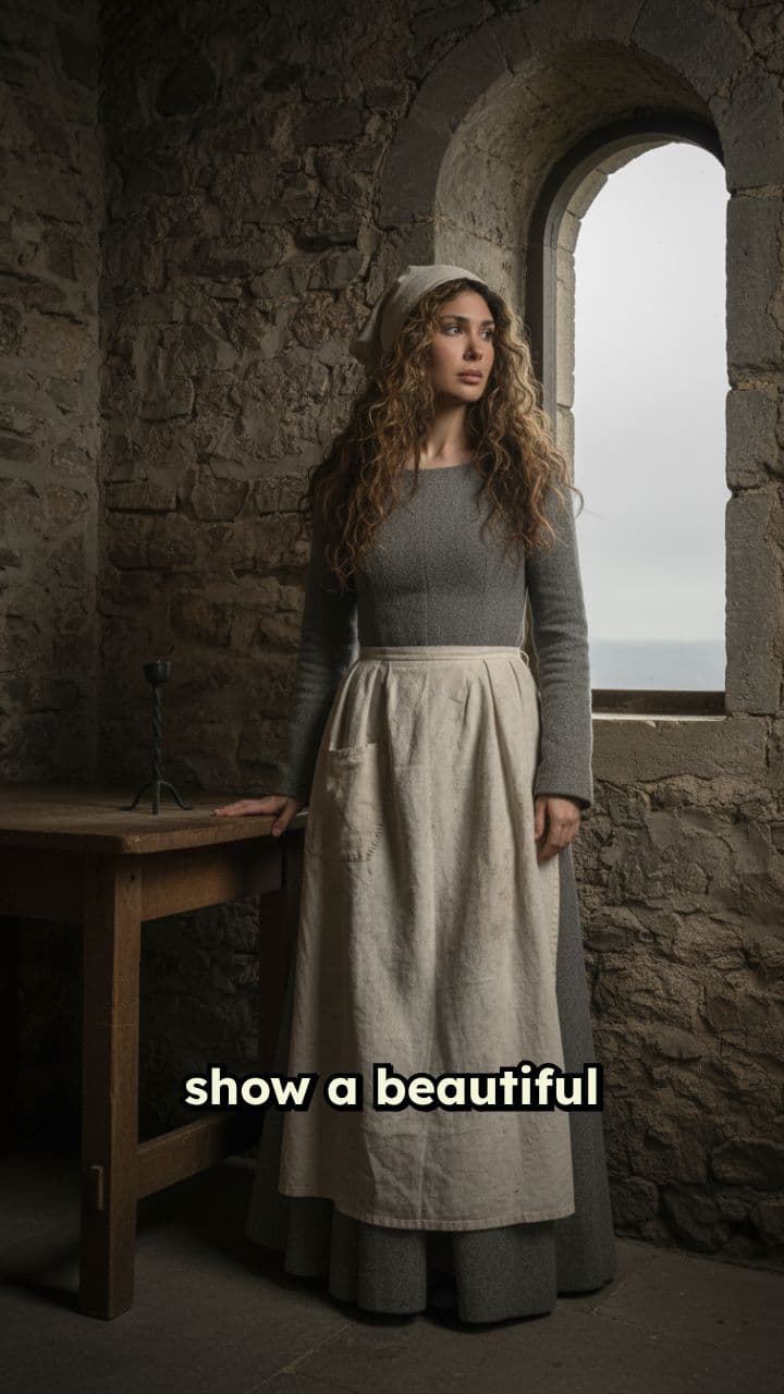 Tearful Medieval Maid by the Window