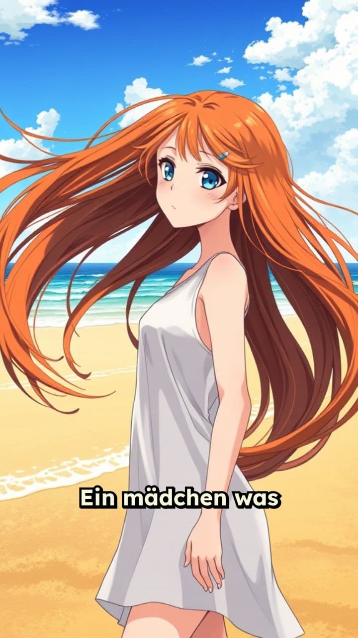 Mädchen am Strand im Wind