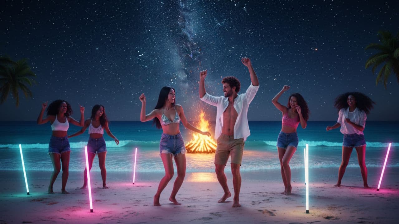 Soirée électro sur la plage la nuit