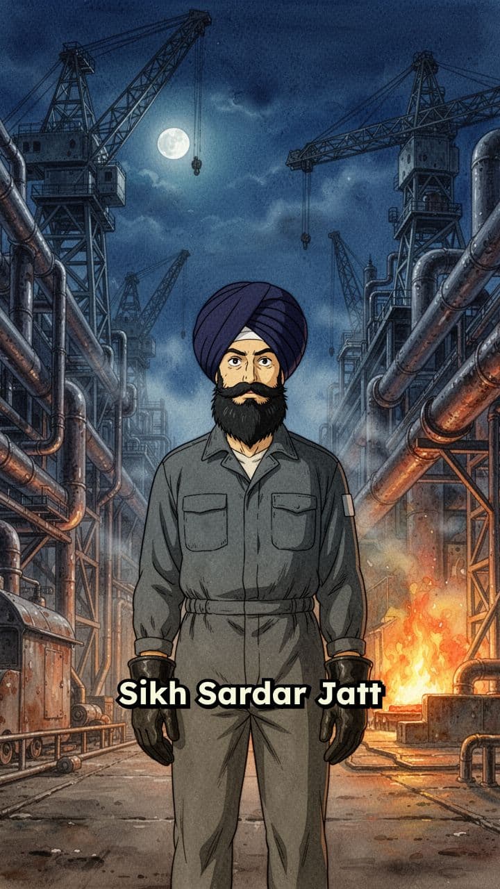 Sikh Industrial Operator at Night