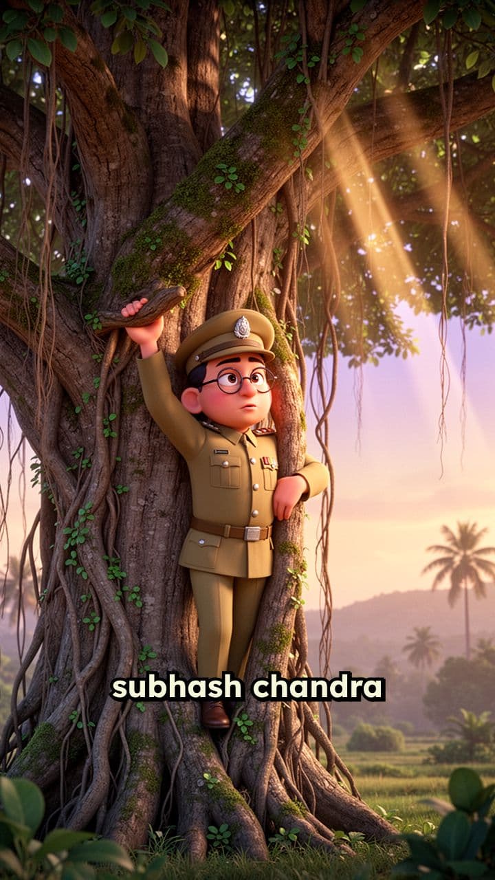 Subhas Chandra Bose Climbing a Tree