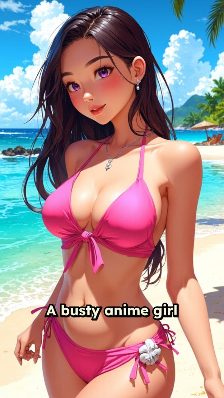 Beach Day Anime Girl in Bikini