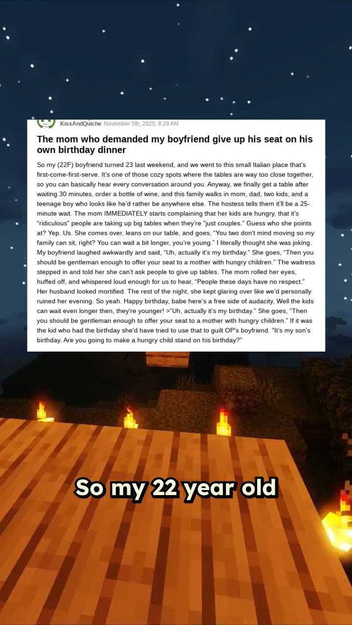Birthday Dinner Disrupted by Entitled Mother