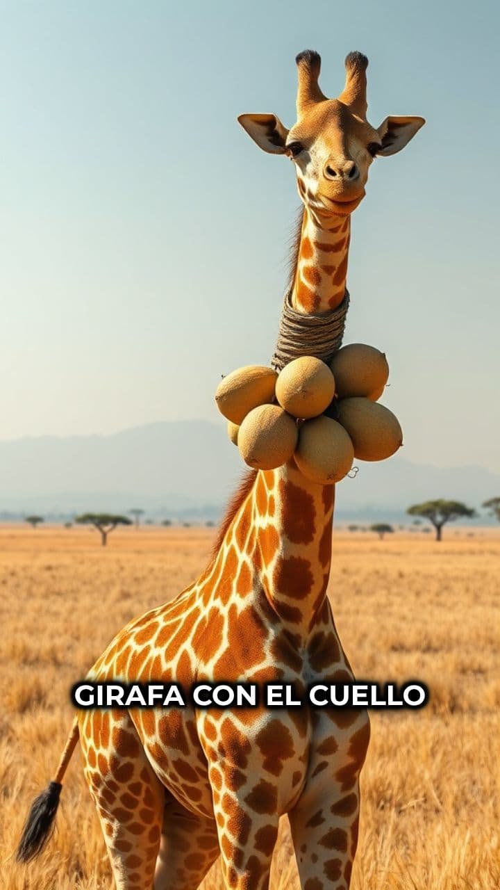 Girafa con cuello de palmera marrón