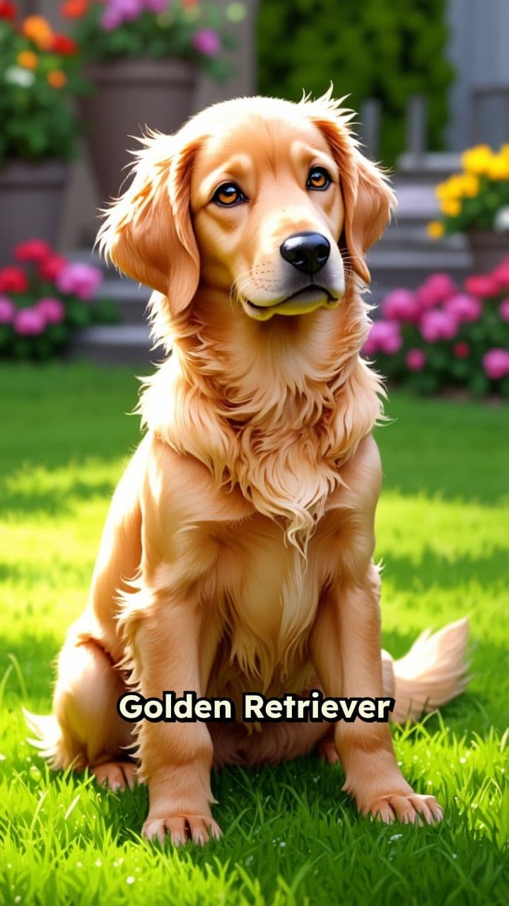 Charming Golden Retriever in Pixar Style