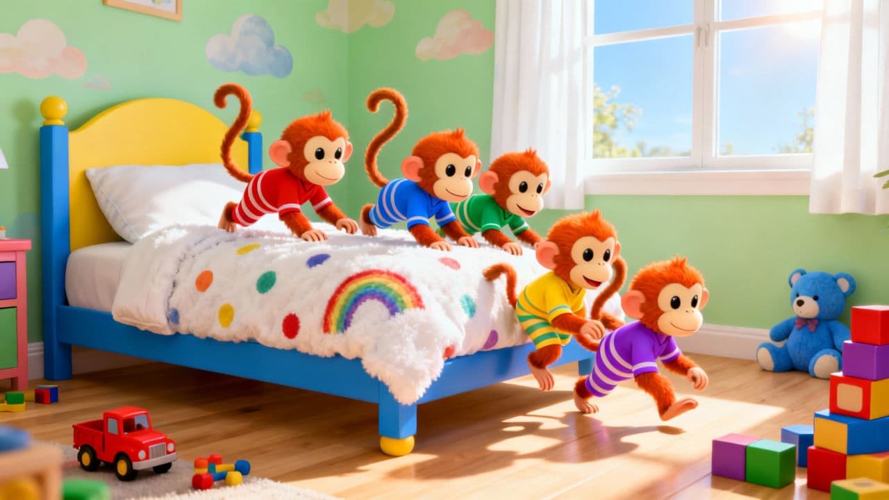 Monkeys Jumping and Playing Safely