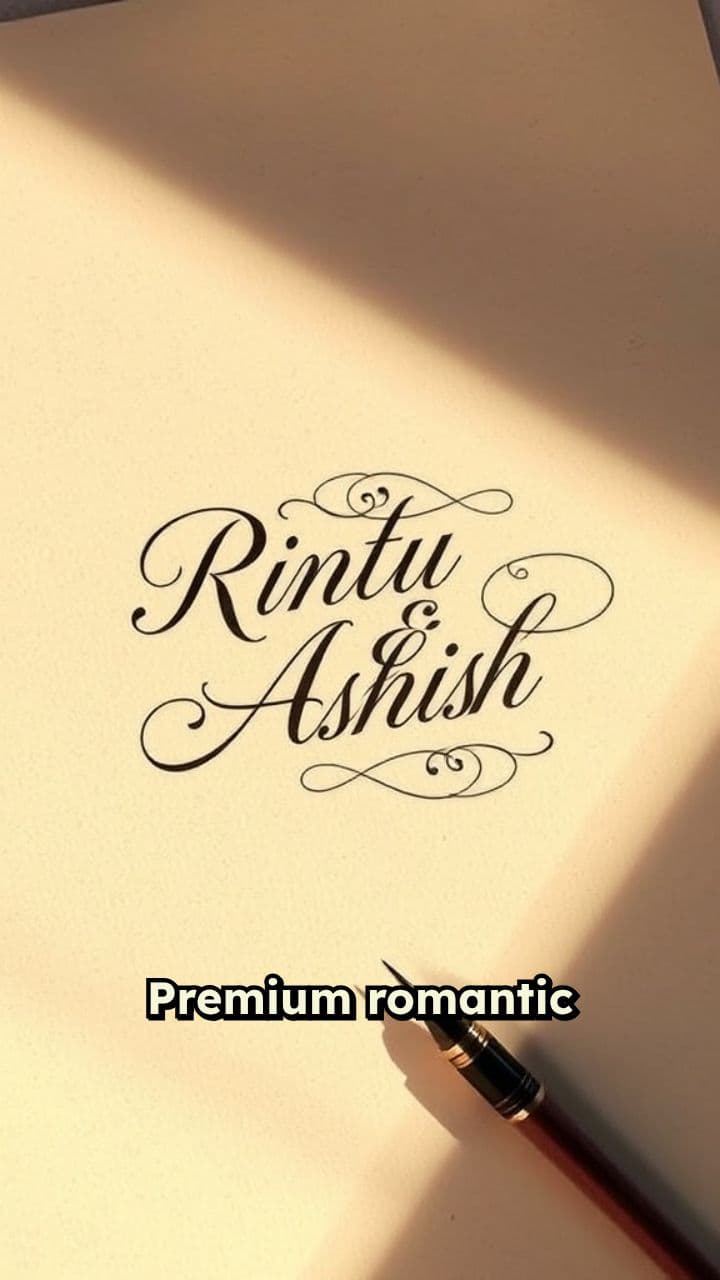 Elegant Calligraphy Portrait for Rintu & Ashish