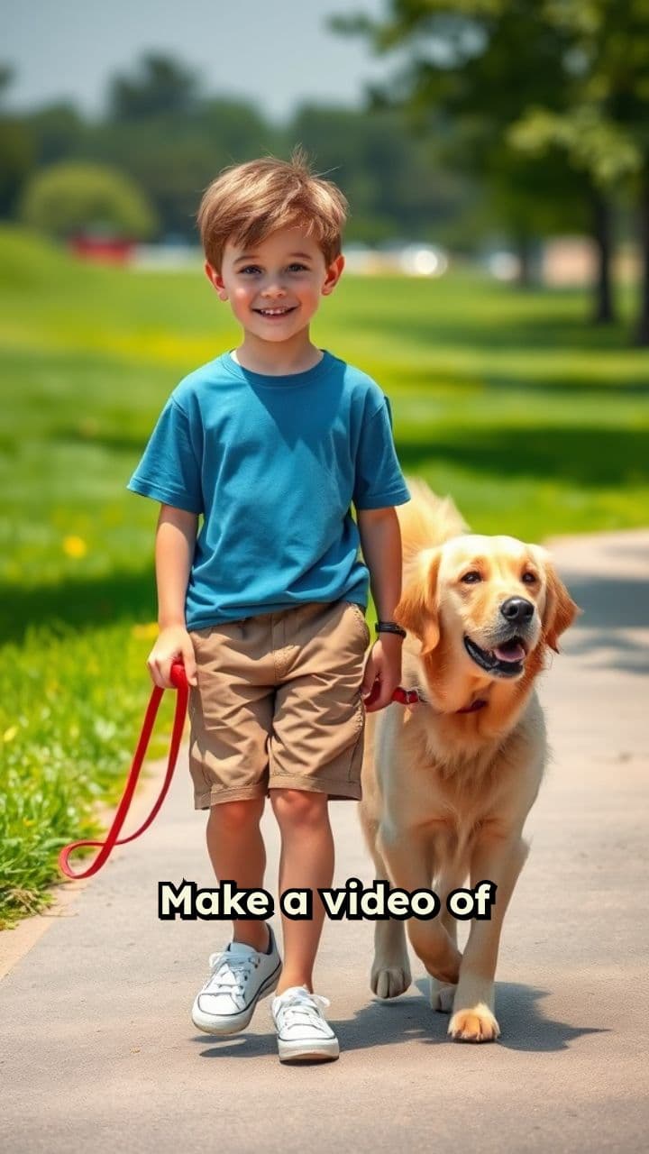 Boy and Dog: A Colorful Walk