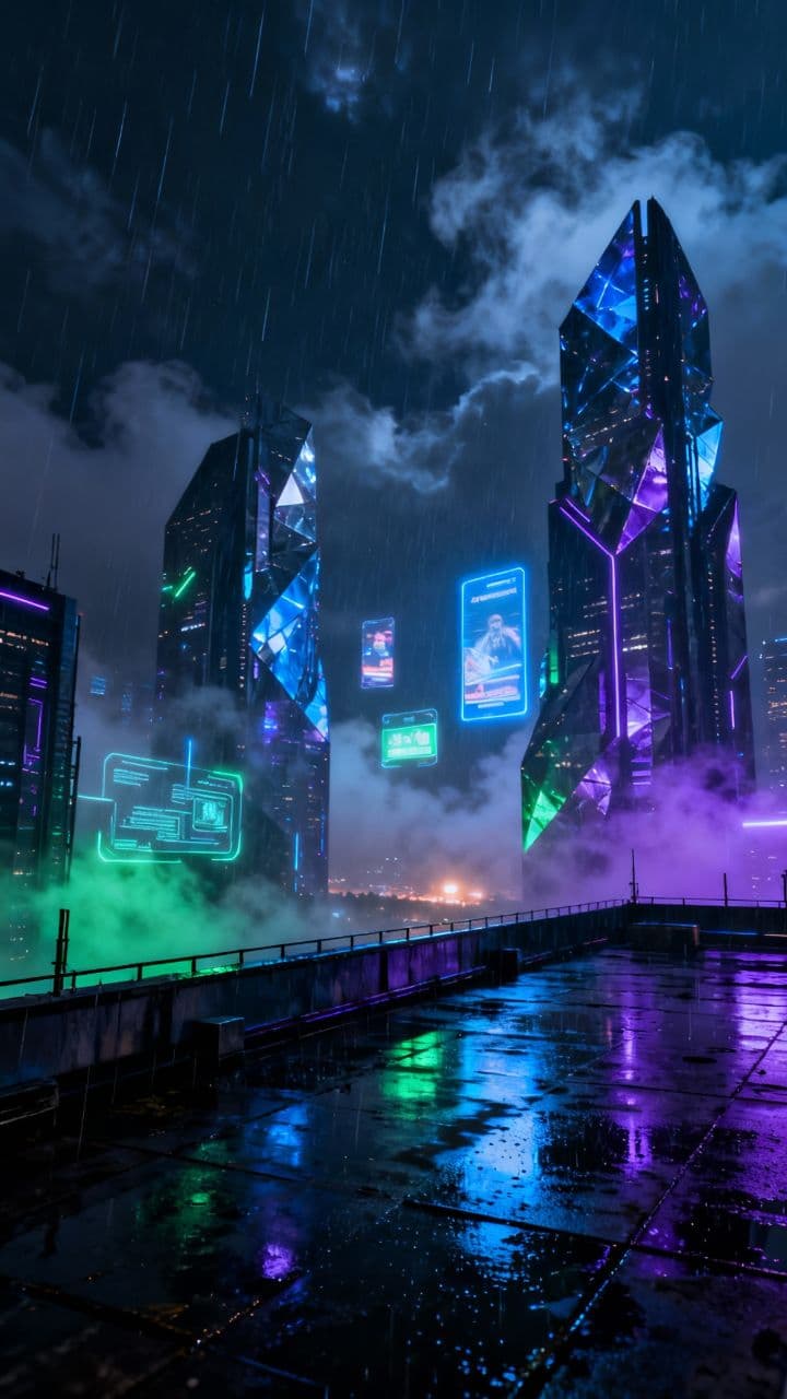 Futuristic Skyline View from Rooftop