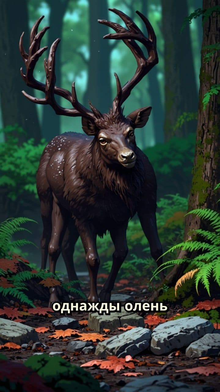 Олень и человек в лесу