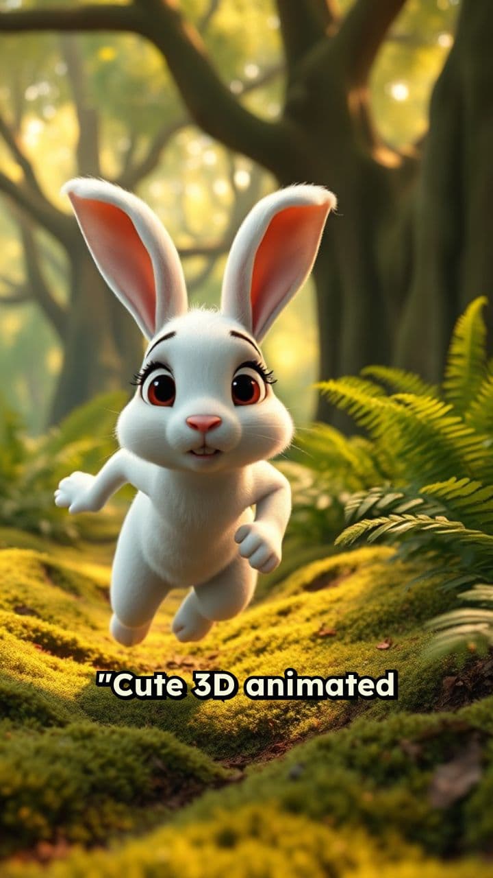 Scared Little Rabbit in the Forest