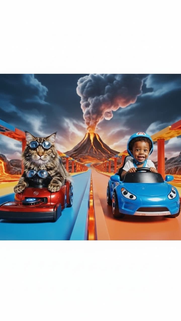 Baby vs Cat Race: Volcano Victory