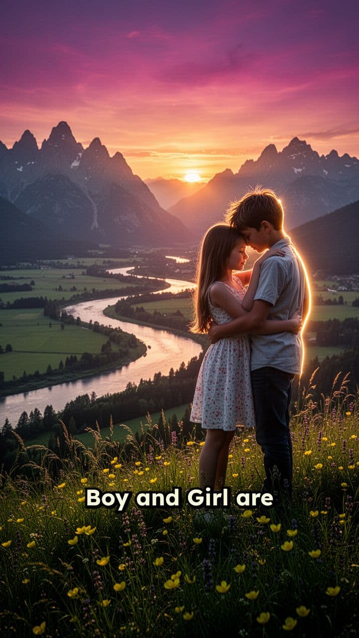 Silhouette Hug in a Valley