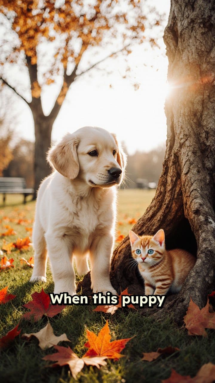 Puppy Comforts Lost Kitten