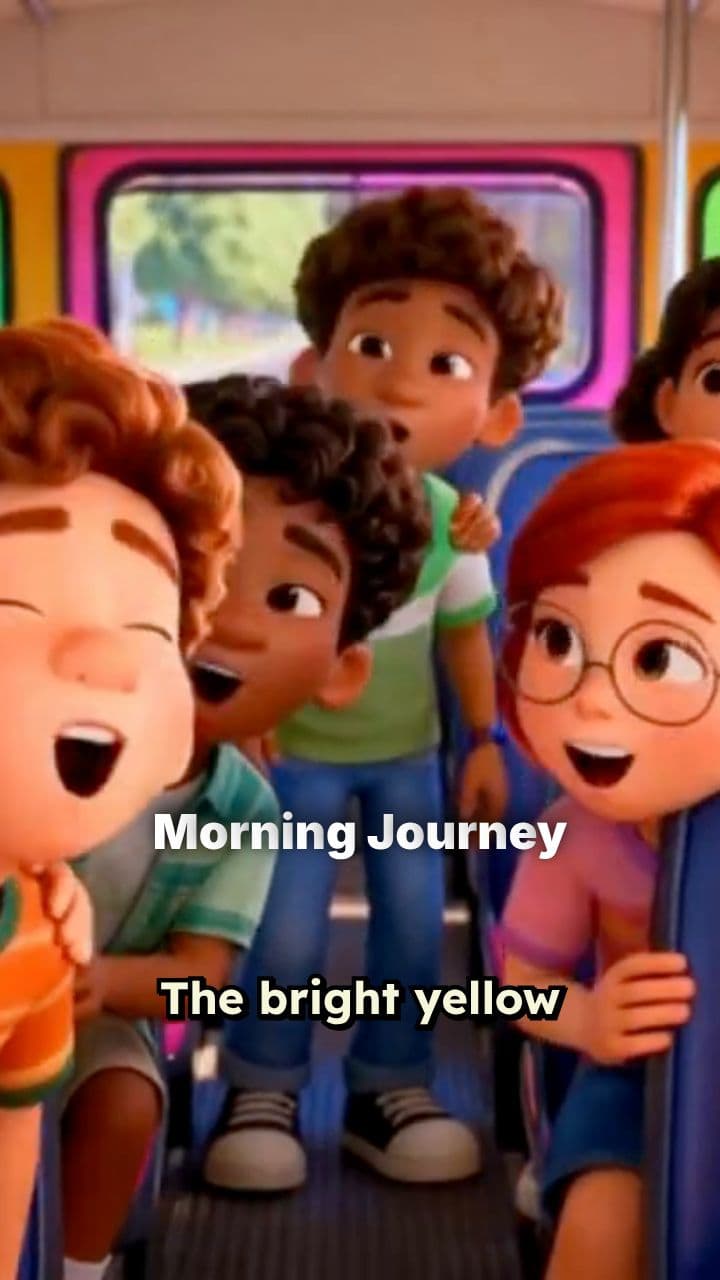 Bright Yellow Bus Sets Off