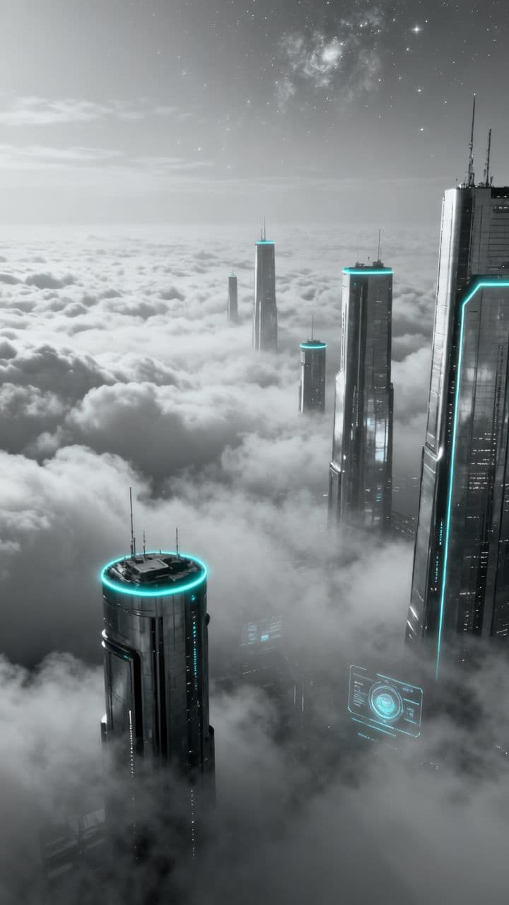 Foggy Futuristic Cityscape