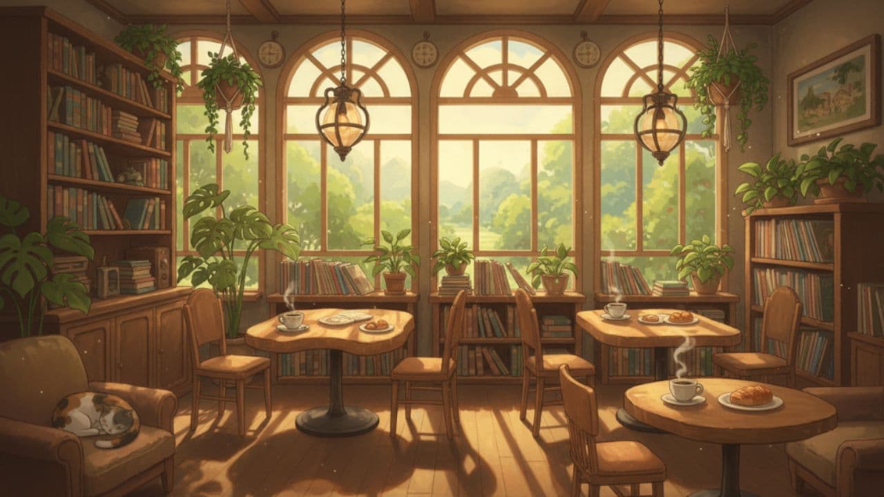 Lofi Coffee Shop Sunset