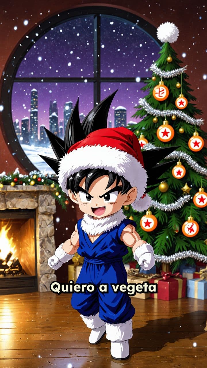 Vegeta pequeño canta Feliz Navidad