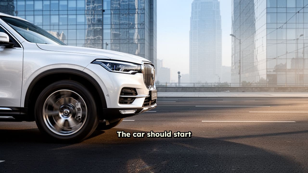 White SUV Drives In and Stops