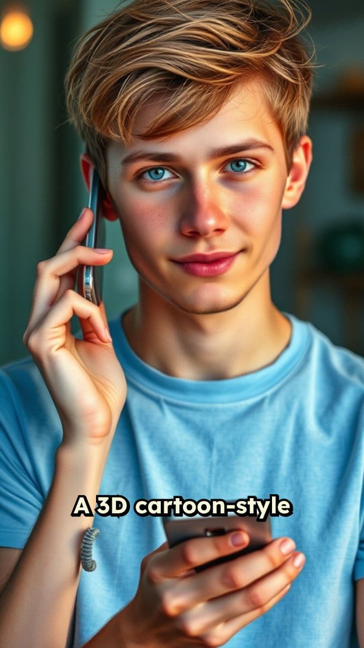 Teen Boy Enjoying a Phone Call